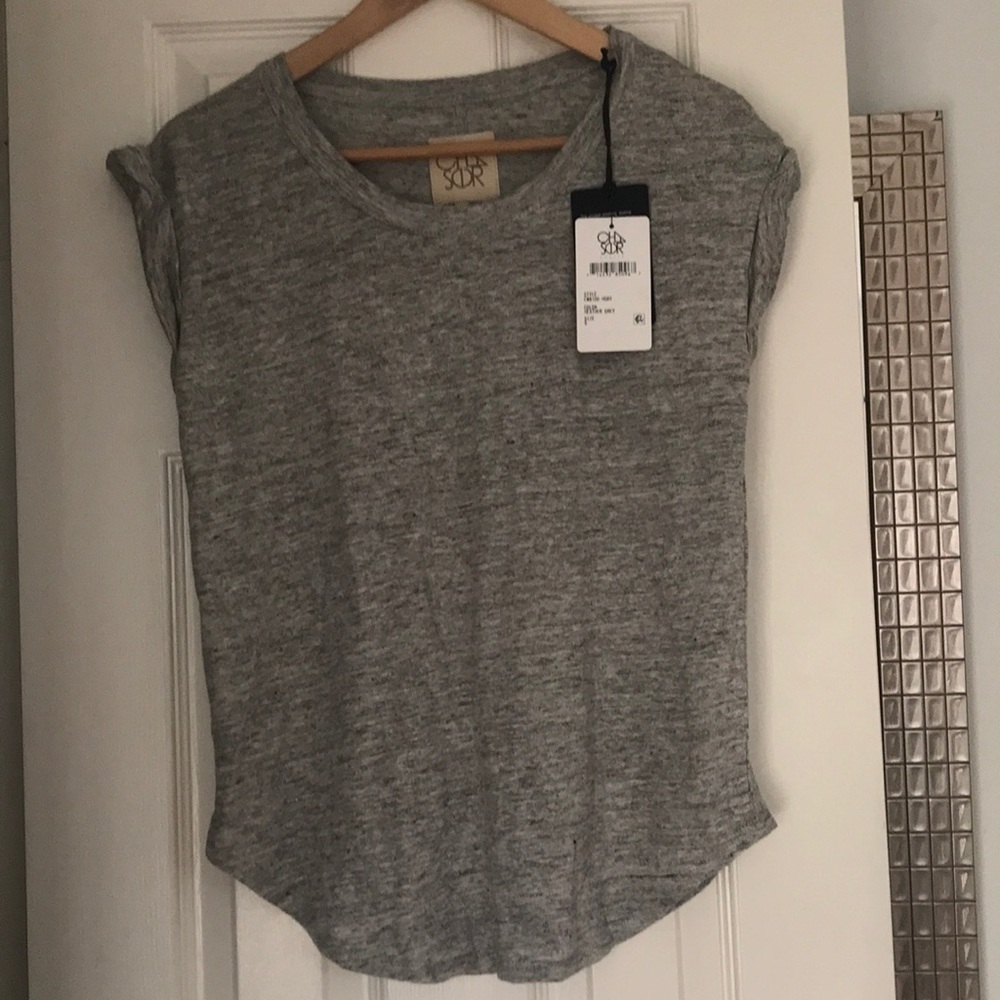 Linen jersey twisted sleeve gray. Size s